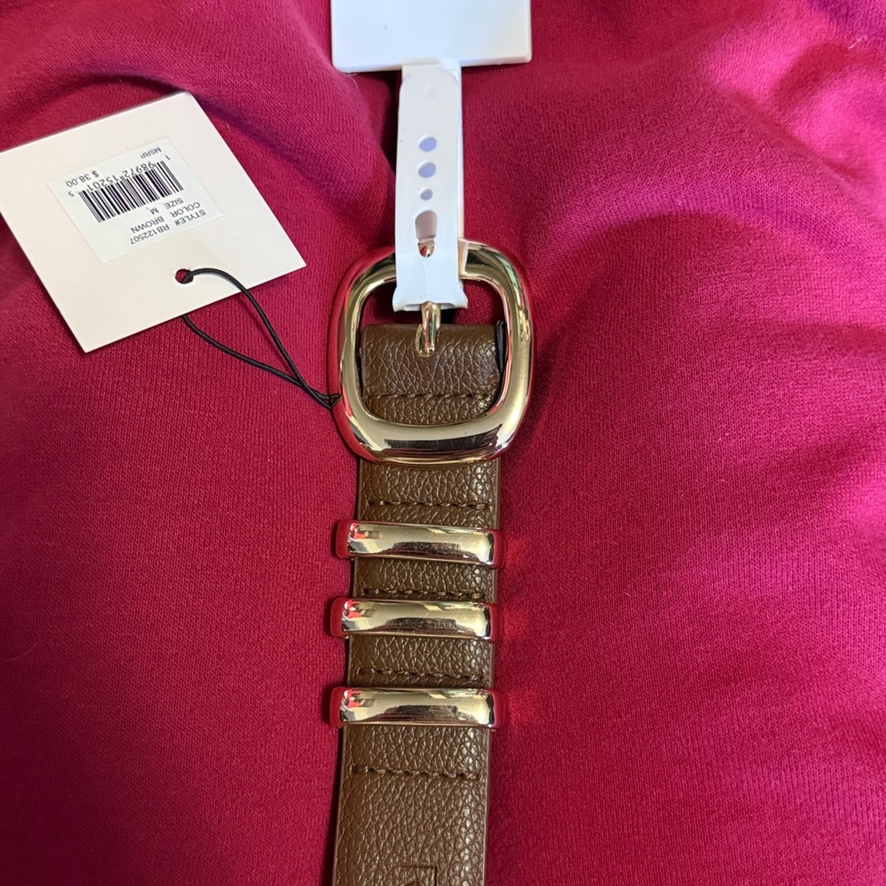 Rachel Zoe Dark Brown Belt with Gold Accents, new - Picture 3 of 6